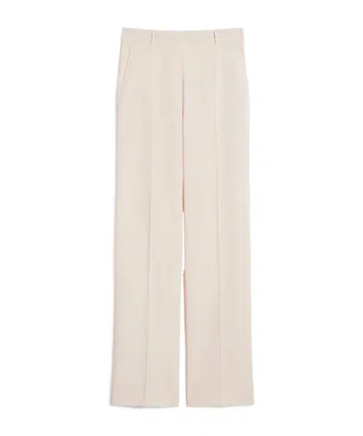 Max Mara Crepe Wool Trousers In Neutral