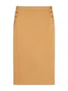 Max Mara Woman Midi Skirt Camel Size 10 Cotton In Cuir