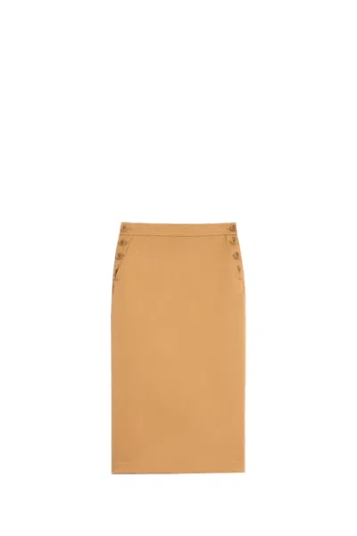 Max Mara Cresta Skirt In Leather Brown