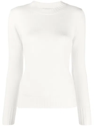 Max Mara Crew-neck Cashmere Jumper In White