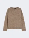 Max Mara Crew-neck Cotton And Wool Knit Jumper In Brown
