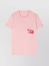 Max Mara Crew Neck Cotton T-shirt With Graphic Print In Pink