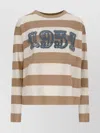 Max Mara Wool Sweater With Embroidered Stripes And Crew Neck In Multi