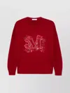 Max Mara Crew Neck Embroidered Floral Sequin Top In Red