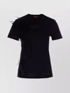 Max Mara Crew Neck Floral Embellishment Short Sleeves Top In Black