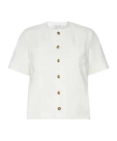 Max Mara Crew Neck Jacket In White