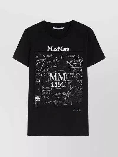 Max Mara Crew Neck Jersey T-shirt With Graphic Print In Black