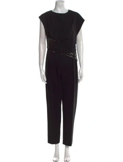 Pre-owned Max Mara Crew Neck Jumpsuit In Black