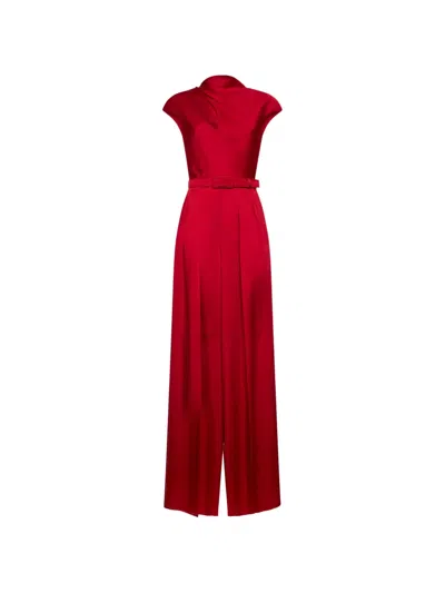 Max Mara Crew-neck Jumpsuit In Red