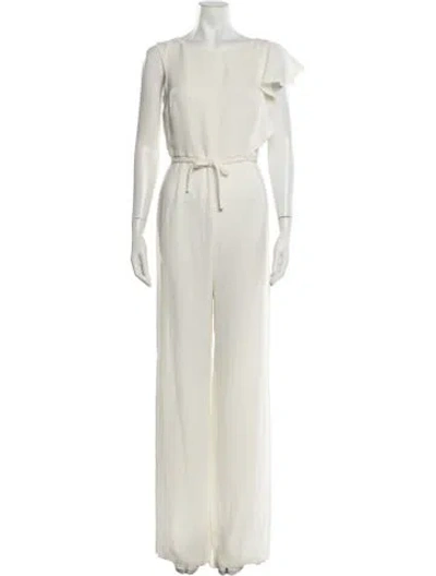 Pre-owned Max Mara Crew Neck Jumpsuit In White