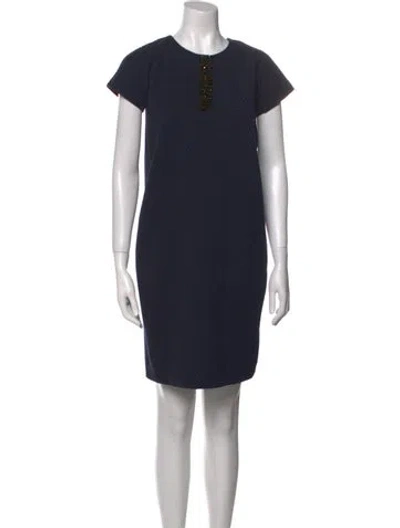 Pre-owned Max Mara Crew Neck Knee-length Dress In Blue