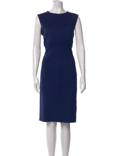 Pre-owned Max Mara Crew Neck Knee-length Dress In Blue