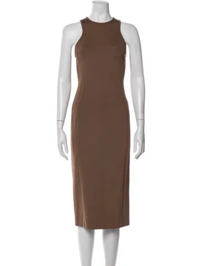 Pre-owned Max Mara Crew Neck Knee-length Dress In Brown