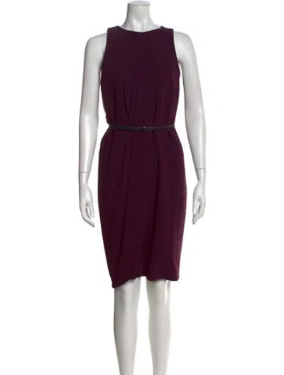 Pre-owned Max Mara Crew Neck Knee-length Dress In Burgundy