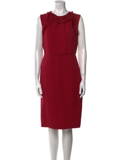 Pre-owned Max Mara Crew Neck Knee-length Dress In Red