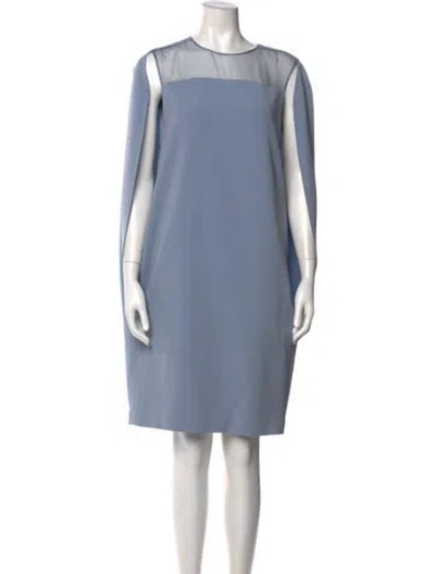 Pre-owned Max Mara Crew Neck Knee-length Dress W/ Tags In Blue