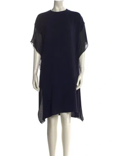 Pre-owned Max Mara Crew Neck Knee-length Dress W/ Tags In Blue