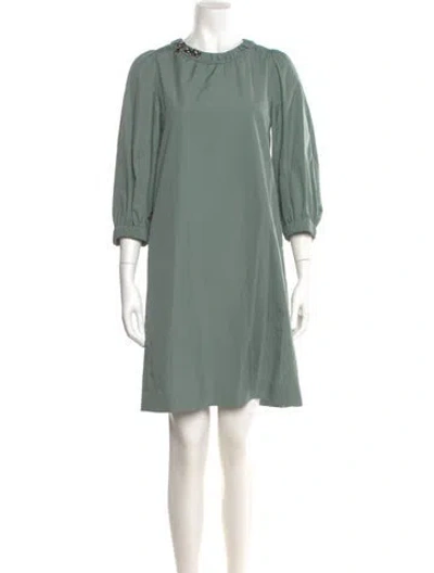 Pre-owned Max Mara Crew Neck Knee-length Dress W/ Tags In Green
