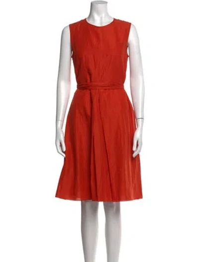Pre-owned Max Mara Crew Neck Knee-length Dress W/ Tags In Orange