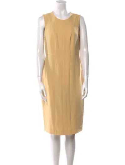 Pre-owned Max Mara Crew Neck Knee-length Dress W/ Tags In Yellow