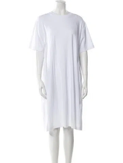 Pre-owned Max Mara Crew Neck Knee-length Dress In White