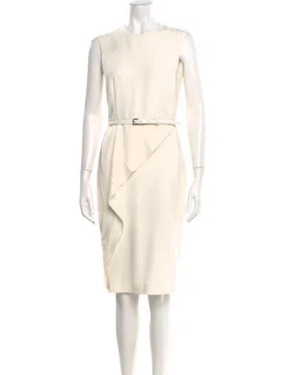 Pre-owned Max Mara Crew Neck Knee-length Dress In White