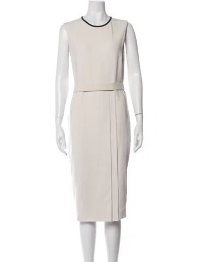 Pre-owned Max Mara Crew Neck Knee-length Dress In White