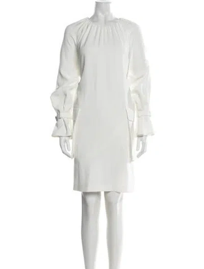 Pre-owned Max Mara Crew Neck Knee-length Dress In White