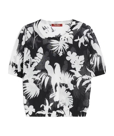 Max Mara Crew Neck Knitted Short Sleeves In Black