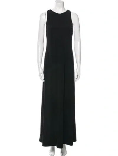 Pre-owned Max Mara Crew Neck Long Dress In Black