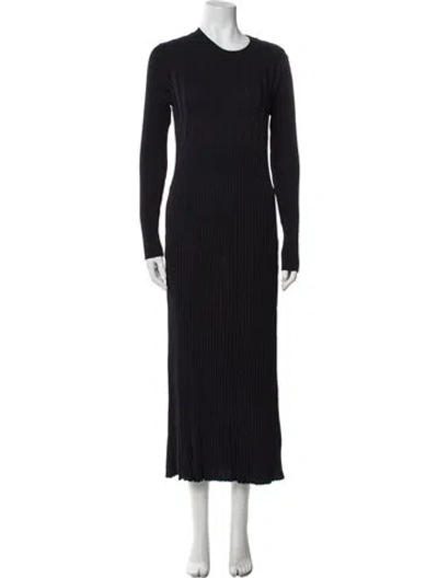 Pre-owned Max Mara Crew Neck Long Dress In Black