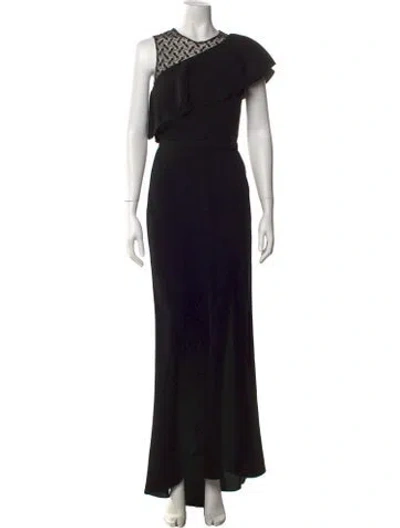 Pre-owned Max Mara Crew Neck Long Dress In Black