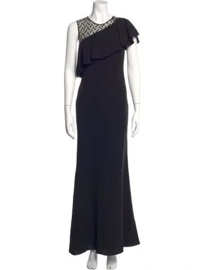 Pre-owned Max Mara Crew Neck Long Dress In Black