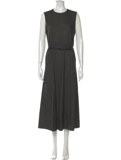 Pre-owned Max Mara Crew Neck Long Dress In Black