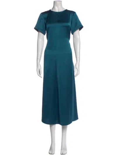 Pre-owned Max Mara Crew Neck Long Dress In Blue