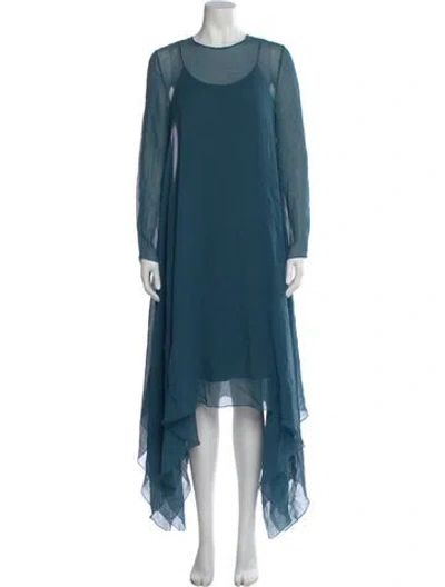 Pre-owned Max Mara Crew Neck Long Dress In Blue