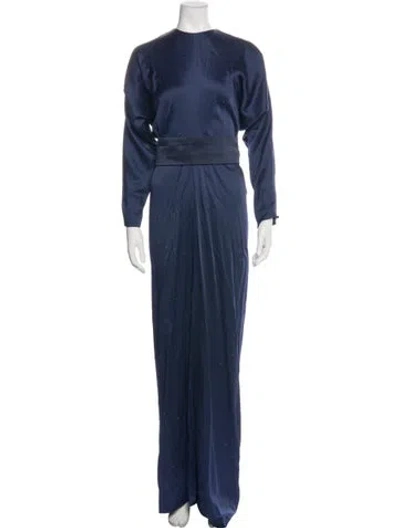 Pre-owned Max Mara Crew Neck Long Dress In Blue