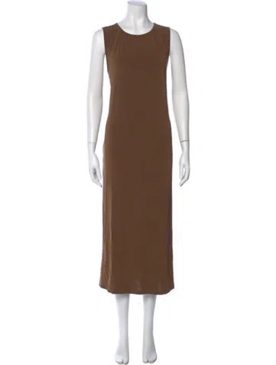 Pre-owned Max Mara Crew Neck Long Dress In Brown