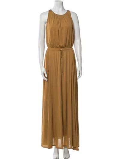 Pre-owned Max Mara Crew Neck Long Dress In Brown