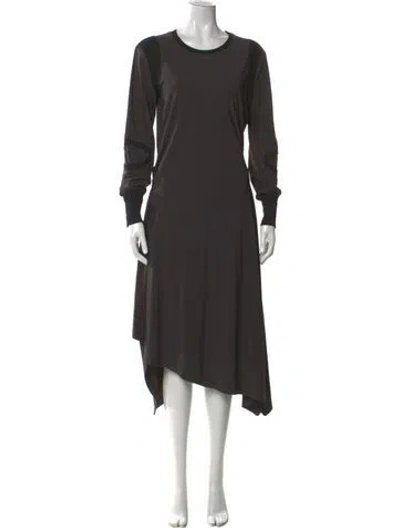 Pre-owned Max Mara Crew Neck Long Dress In Gray