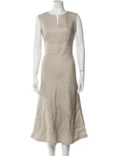 Pre-owned Max Mara Crew Neck Long Dress In Gray