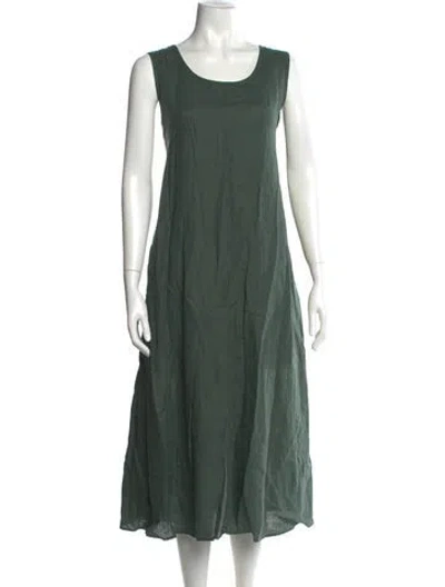 Pre-owned Max Mara Crew Neck Long Dress In Green