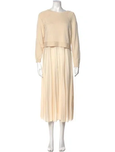 Pre-owned Max Mara Crew Neck Long Dress In Neutral