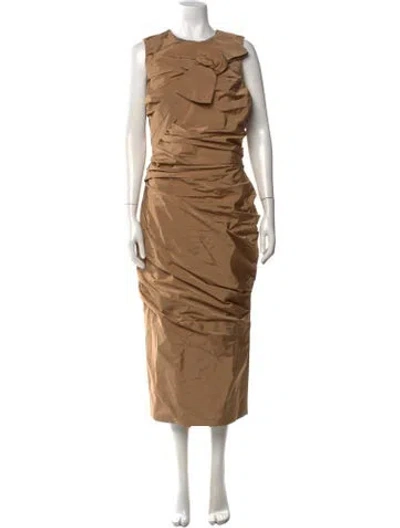 Pre-owned Max Mara Crew Neck Long Dress In Neutral
