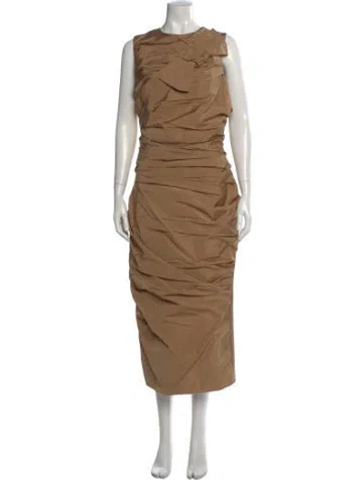 Pre-owned Max Mara Crew Neck Long Dress In Neutral