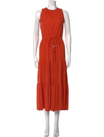 Pre-owned Max Mara Crew Neck Long Dress In Orange