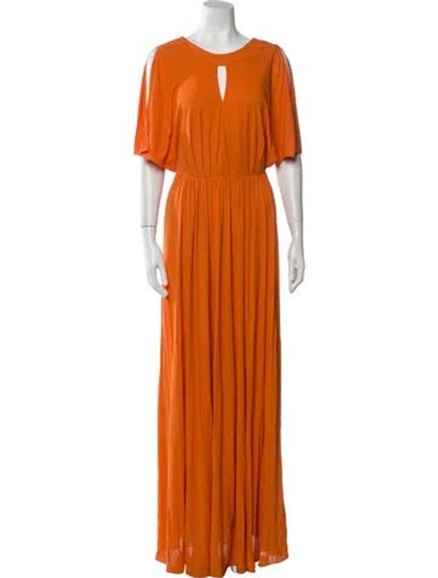 Pre-owned Max Mara Crew Neck Long Dress In Orange