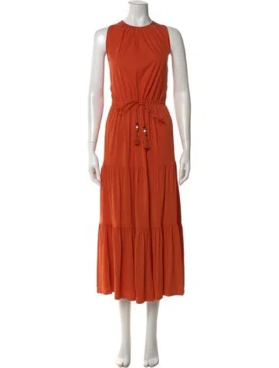 Pre-owned Max Mara Crew Neck Long Dress In Orange