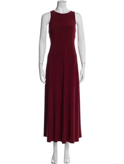 Pre-owned Max Mara Crew Neck Long Dress In Red