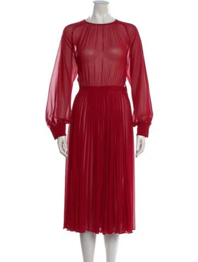 Pre-owned Max Mara Crew Neck Long Dress In Red